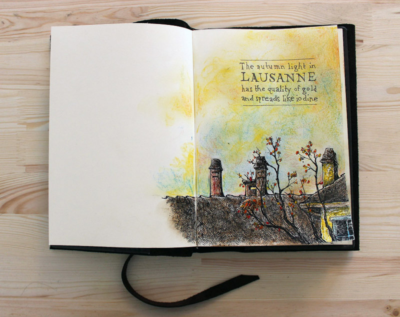 Switzerland sketchbook -- "Autumn Light in Lausanne"
