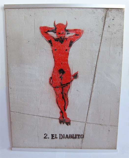"2. El Diablito" loteria stencil spraypaint painting