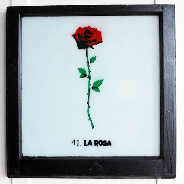 "41. La Rosa" loteria stencil spraypaint painting