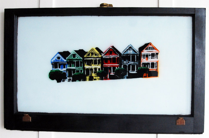 "The Painted Ladies" stencil spraypaint painting