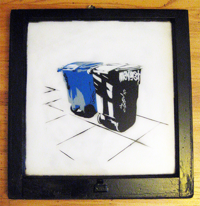 "The Trashcans" stencil spraypaint painting